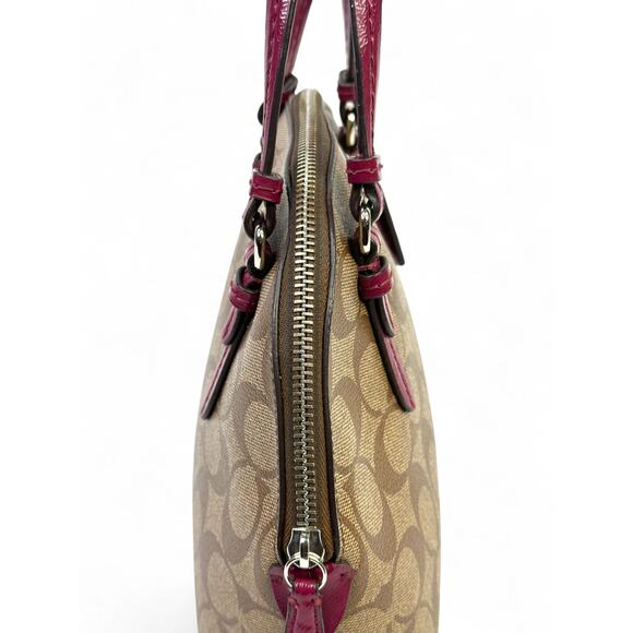 Coach Signature Dome Satchel with Magenta Patent Leather Trim - Picture 6 of 16